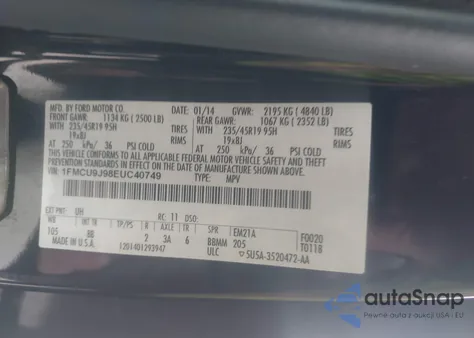 2014 Ford Escape Titanium from USA, damaged, VIN 1FMCU9J98EUC40749